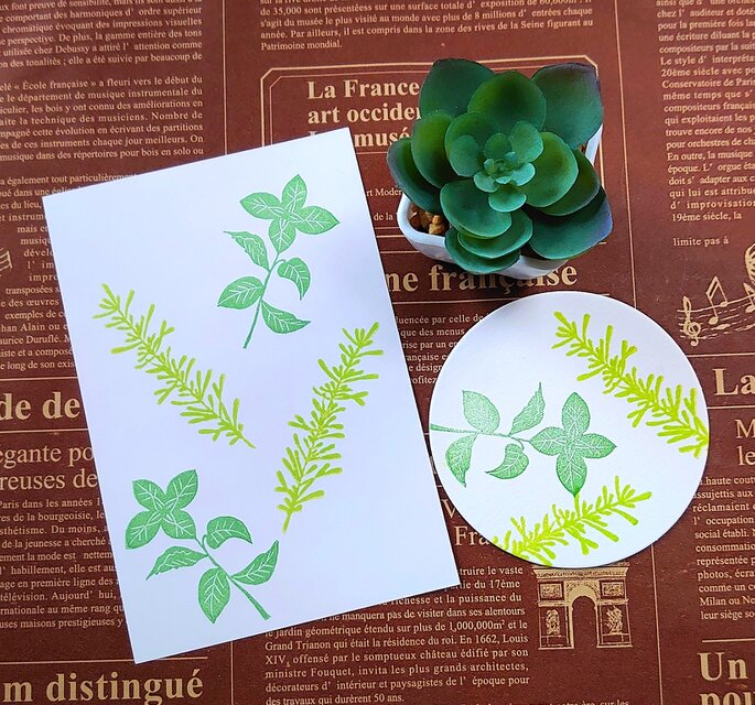 消しゴムはんこ「ローズマリー・ミント・ハーブ」2個