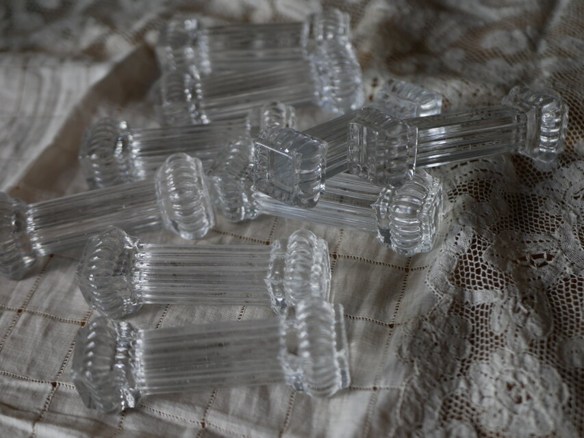 ガラスのカトラリーレスト　フランスアンティーク　ヴィンテージ　ブロカント