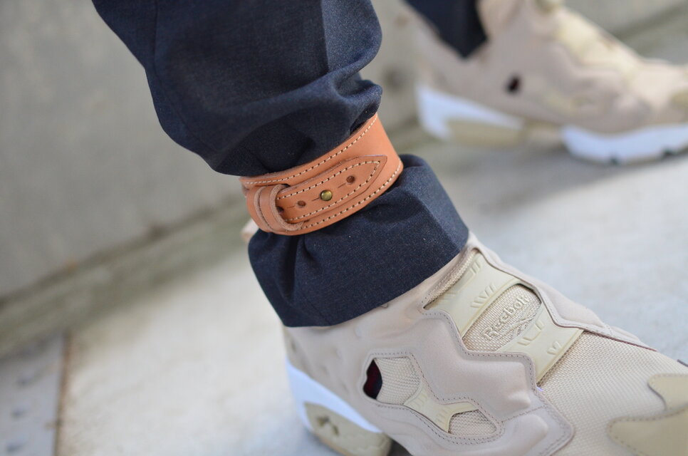 汚れ・巻き込みを防ぐ本革レザーアンクルバンド｜サイクリングの通勤・自転車配達に最適（片足）