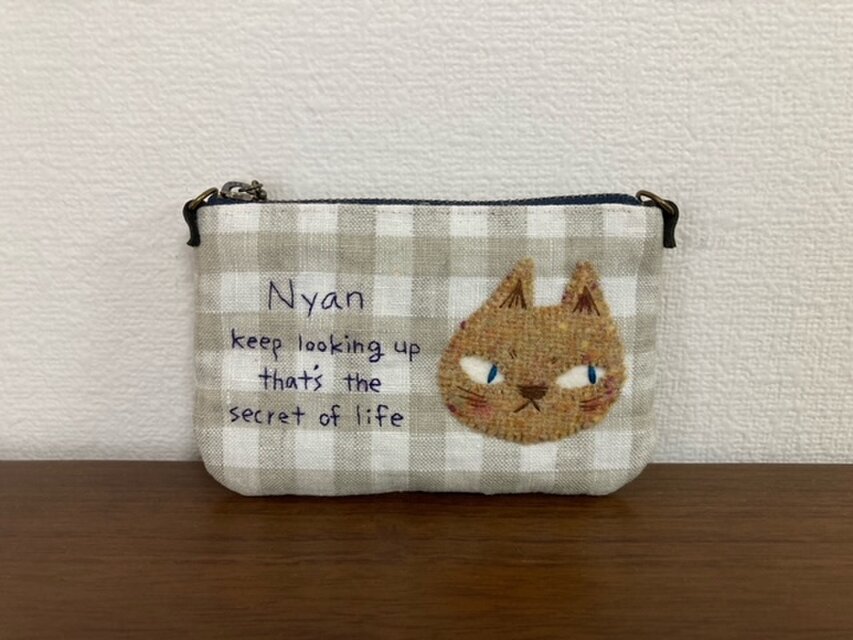 猫アップリケの小銭入れ