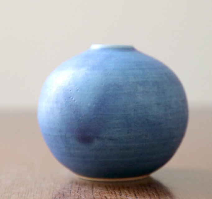 青色の陶器花瓶 釉薬 7号花瓶 釉彩