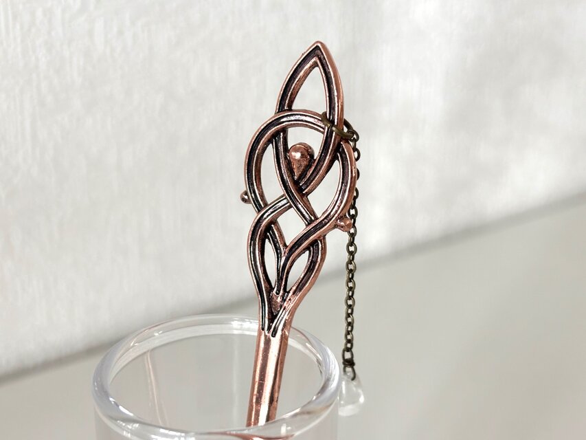 かんざし 水引の様な蔦模様のアンティーク調簪 銅古美 飾り簪 一本簪