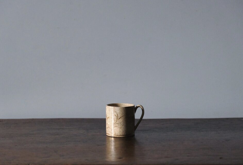 JVB ボルドー パンジー デミタス カップ 銀彩 h6.2cm フランス アンティーク 0502163