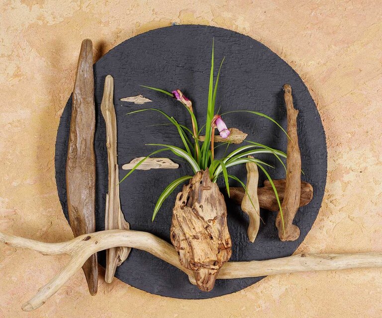 流木で描く山水画（M size）流木アート、壁装飾、円形 ＃5 | iichi