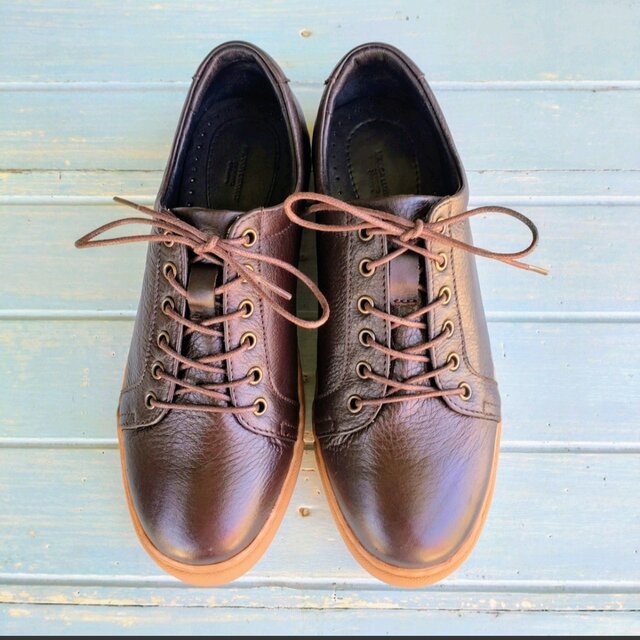 本革スニーカー　ブラウン　丈夫で柔らかいレザー採用