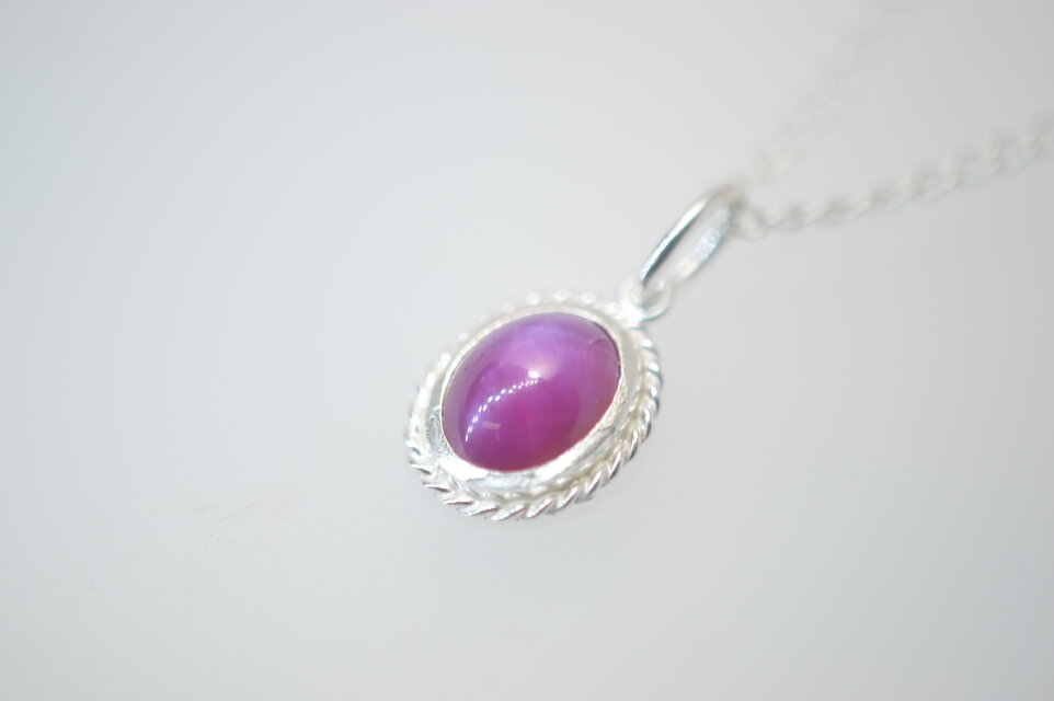 ロープ ペンダント シルバー925 シンセティックスタールビー 2.21ct 