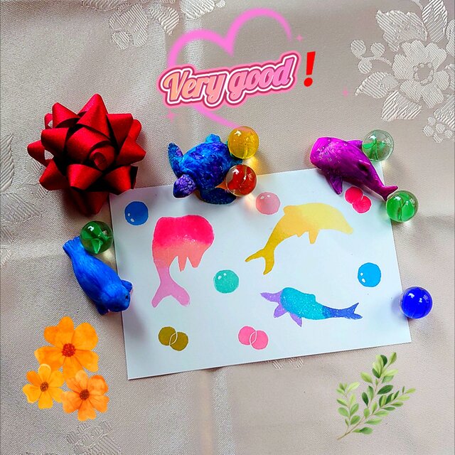 消しゴムはんこ「イルカ・シルエット」６個