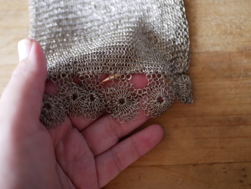 純銀　シャトレーンバッグ　メッシュバッグ　フランスアンティーク　ヨーロッパ 純銀 シャトレーンバッグ メッシュバッグ フランスアンティーク