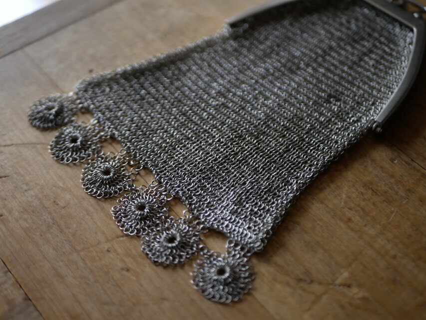 純銀　シャトレーンバッグ　メッシュバッグ　フランスアンティーク　ヨーロッパ 純銀 シャトレーンバッグ メッシュバッグ フランスアンティーク