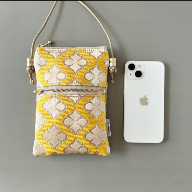 【受注制作】モロッカン生地のスマホポシェット♦スマホショルダー♦レイヨン ♦ギフトにおすすめ♦