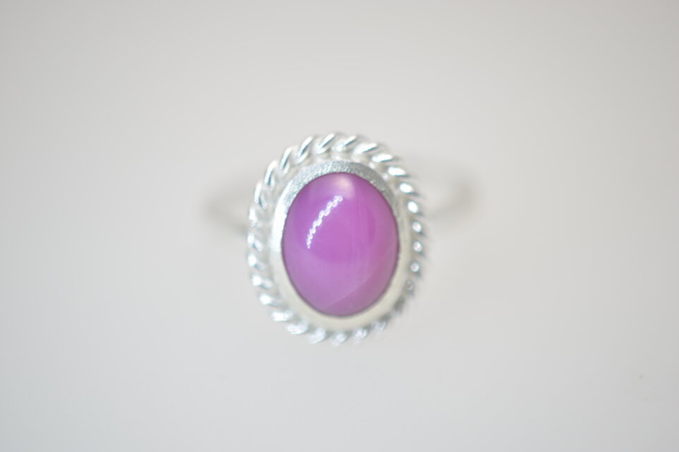 ロープ　リング　シルバー925　シンセティックスタールビー　3.42ct