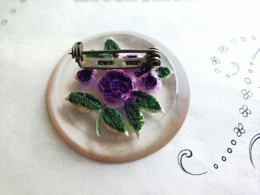 ヴィンテージ・すみれのブローチ フランス】60's ヴィンテージ すみれ