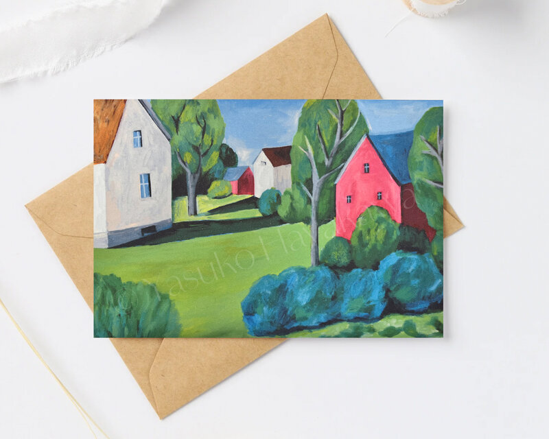 （18）北欧の赤い家　ポストカード　3枚セット