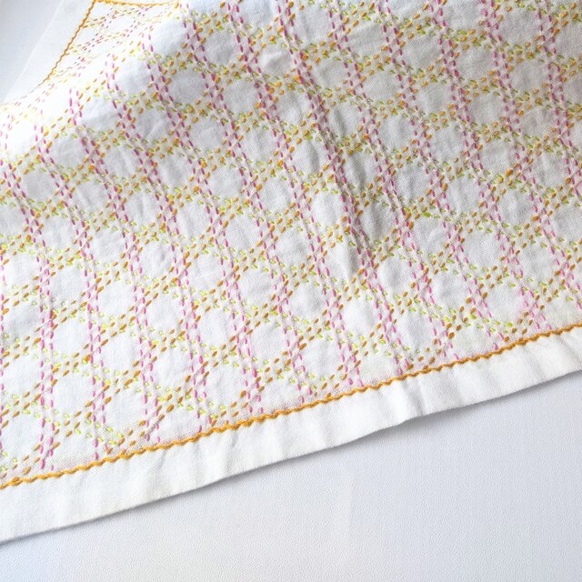 ちょっと大きめ刺し子のふきん/カバー  『 二重籠目』