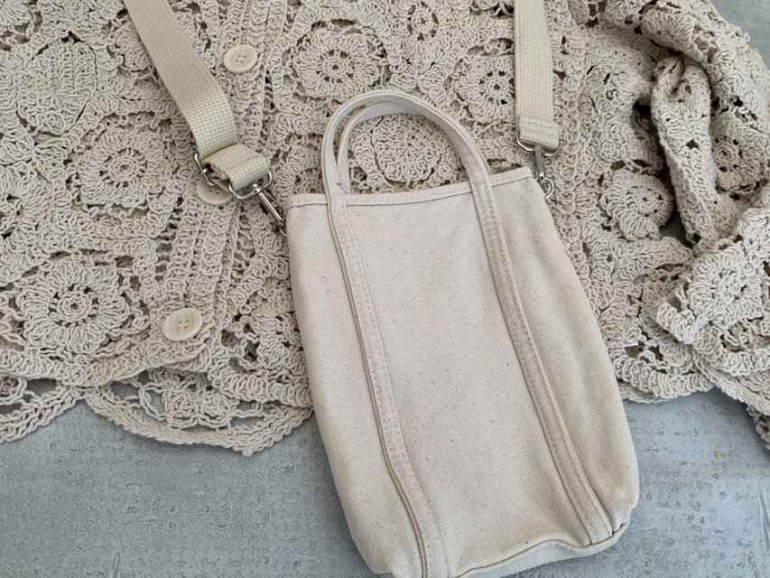 色が選べる♪ スマホポシェット　2way帆布ポシェット　ミニトート