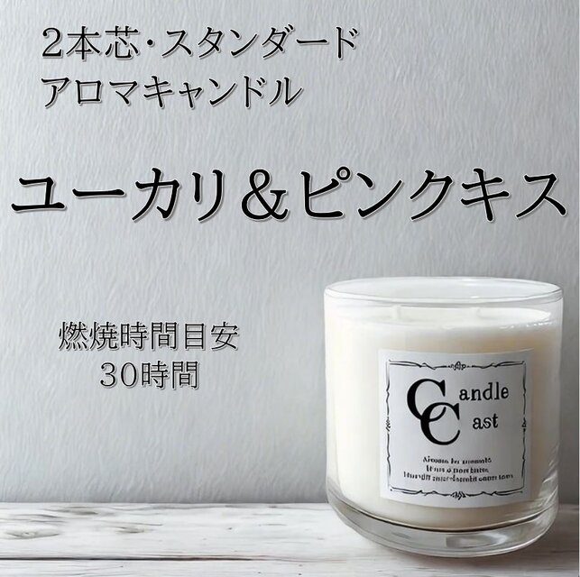 【２本芯・スタンダードアロマキャンドル】ユーカリ＆ピンクキス【ソイキャンドル】