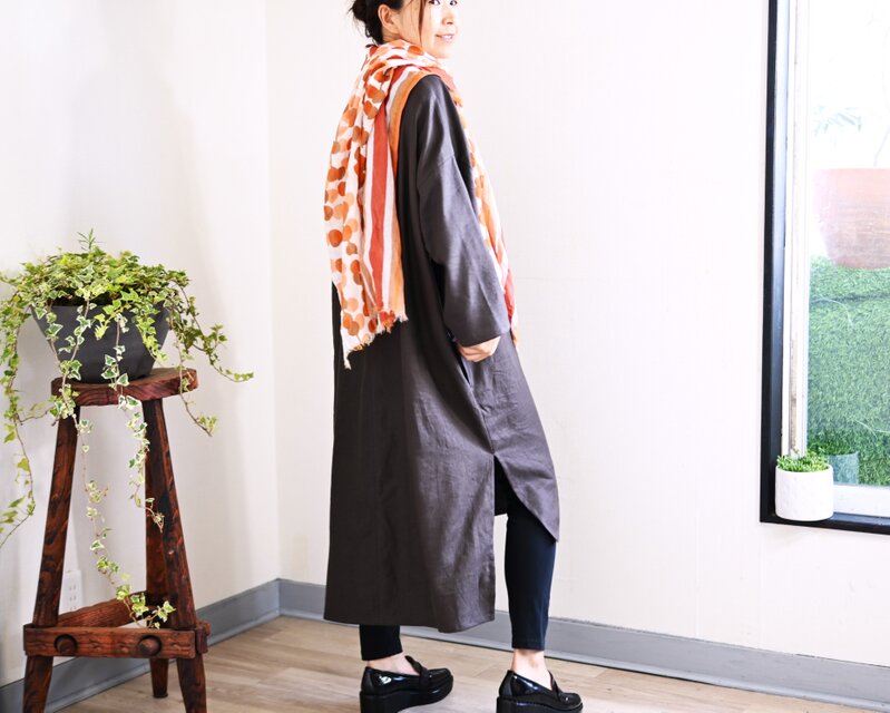 【new arrival】チョコレートブラウン：万能コーデのリネンワンピース：長シーズン