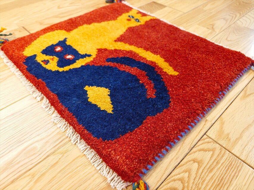 ペルシャ ギャッベ ミニマット 約40㎝角 猫 2枚セット | iichi