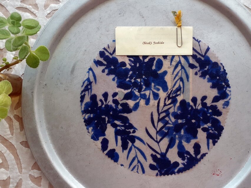 みつろうエコラップ マルＭ：ラベンダー  花柄 ボタニカル柄 〈インド綿 ブロックプリント コットン100% エコラップ〉