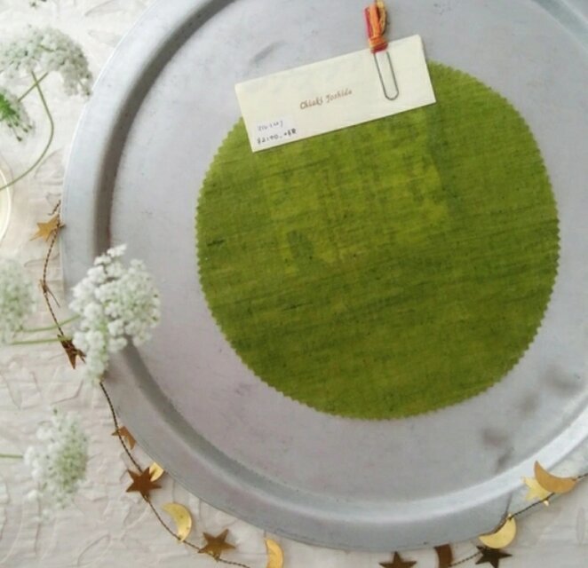 みつろうエコラップ マルＭ： 若草色 無地 カディー〈インド綿 手紡ぎ手織り布 コットン100% エコラップ エコ〉