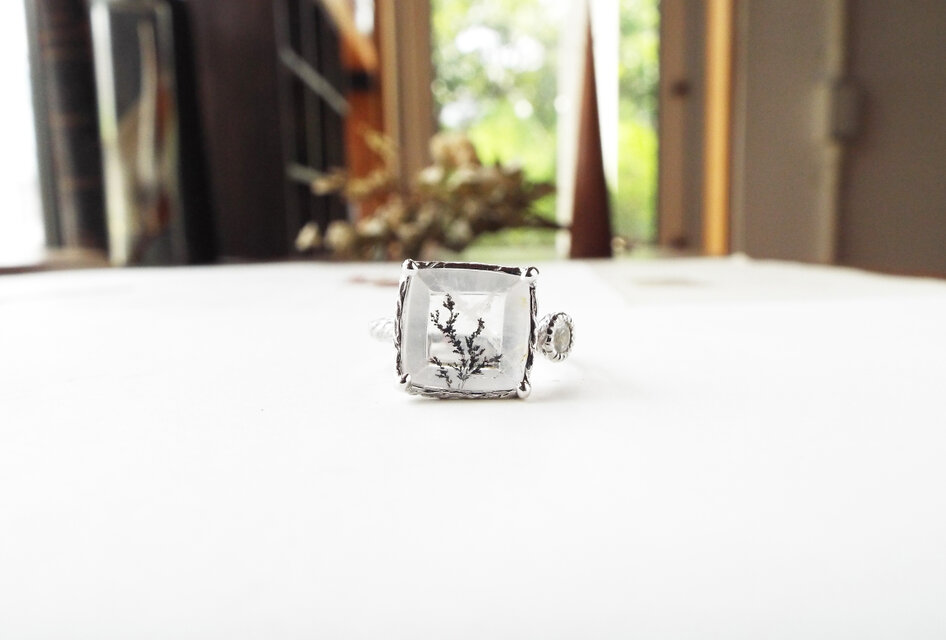 一点物】デンドリティッククォーツ＆ジルコンのリング（薄氷No.6