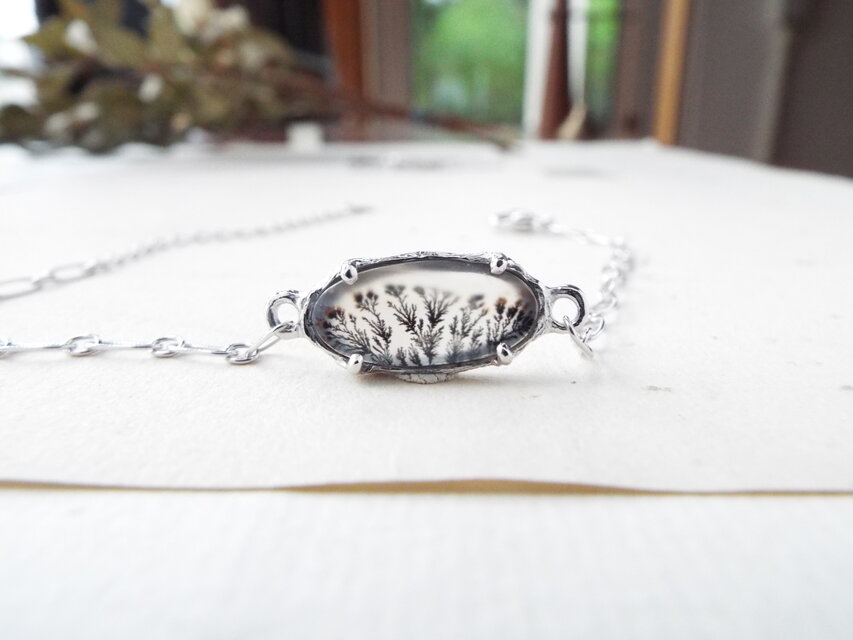 【一点物】デンドリティックアゲートのブレスレット（草叢No,02）