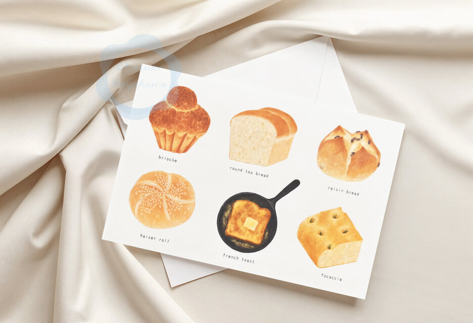 64）色鉛筆タッチのパン1 ポストカード 3枚セット | iichi 日々の