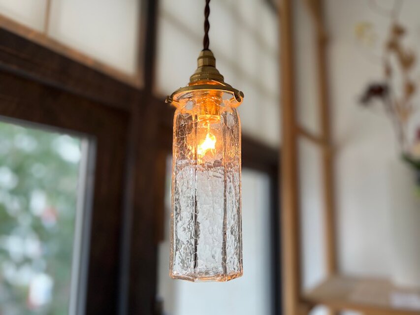 安土草多　|　八角細筒瓶　クラック　ランプシェード