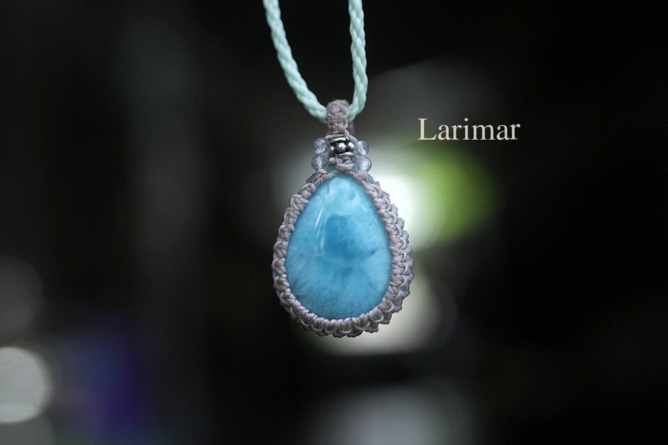 高品質ドロップ★ラリマー マクラメネックレス2006