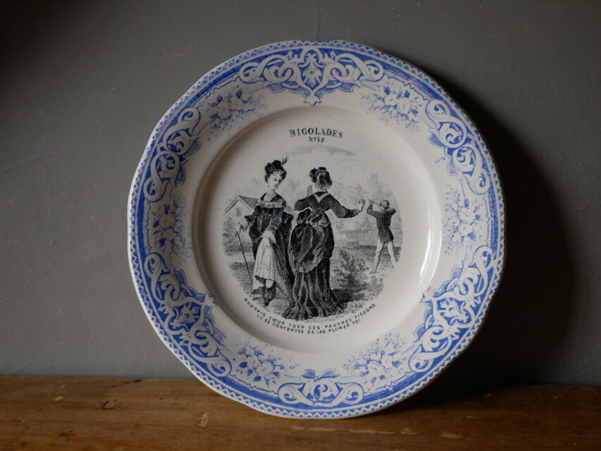 Creil et Montereau クレイユモントロー アンティークプレート　ブルー　フランスアンティーク