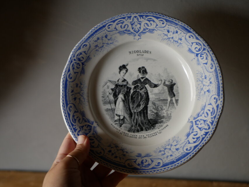 Creil et Montereau クレイユモントロー アンティークプレート ブルー
