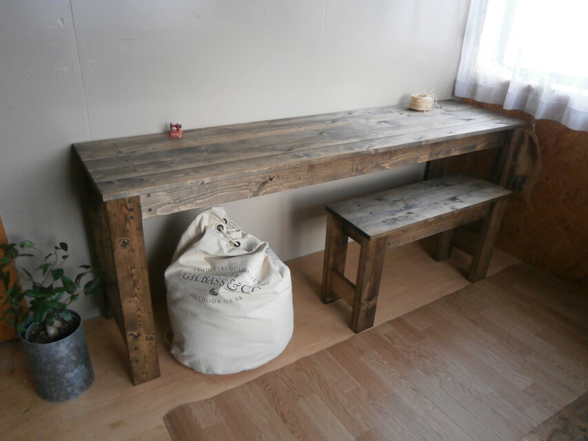 ハンドメイド ミシン台・作業机 アンティーク 180cm 【 EB