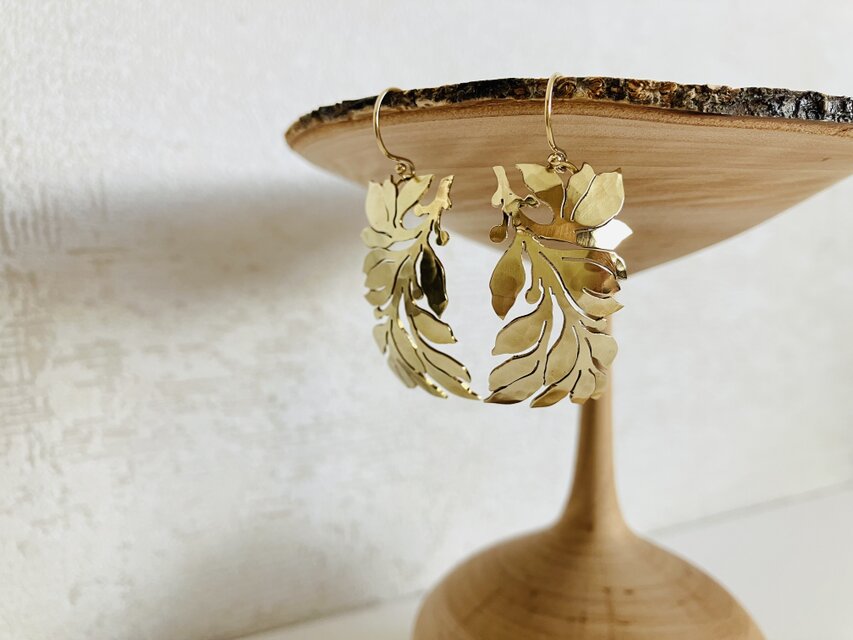 【受注生産】Still Leaf ピアス | 真鍮・サージカルステンレス