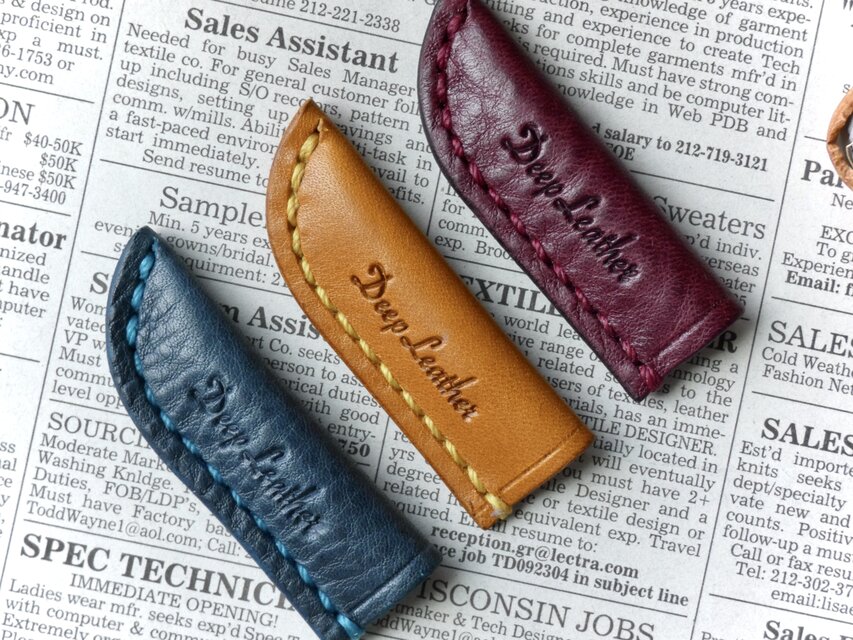 イタリア革の鉛筆キャップ／ペンシルキャップ／3個セット／イエロー・ブルー・ワイン