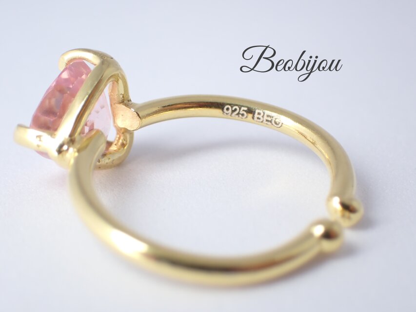 New ☆新作 ☆『Morganite』☆天然石リングsv925 + 18kgp 新作 『Morganite』世界でひとつ天然石リングsv925＋18kgp | iichi