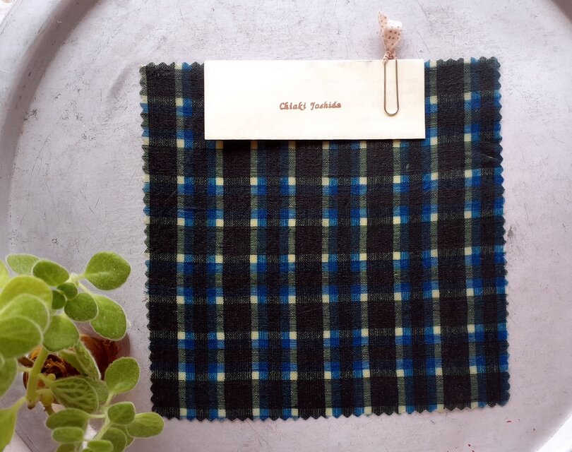 みつろうエコラップ 四角S：モスグリーン×ブルー　チェック <インド綿　マドラスチェック コットン みつろう エコラップ エコ〉