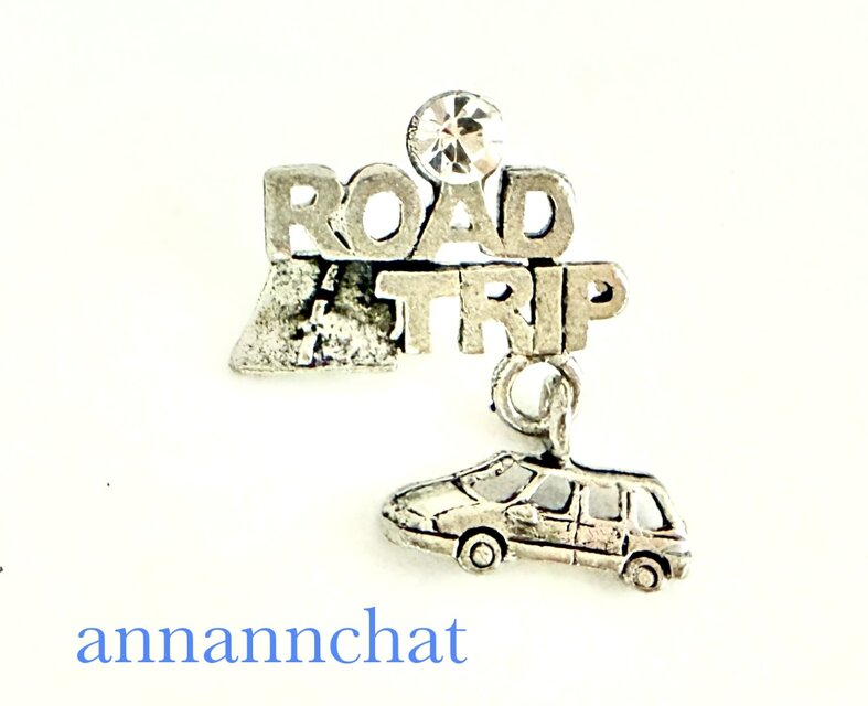 【アメリカ製　ロードトリップ　車が揺れる　swarovski付き　旅行　ピンブローチ】