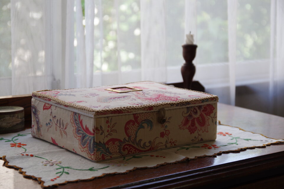 布箱　フランスアンティーク更紗