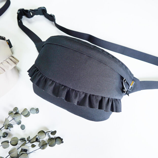 【Lサイズ】旅行OK！撥水CORDURA®フリルバッグ｜軽量2WAY〈背面ポケット＆フラップ付〉