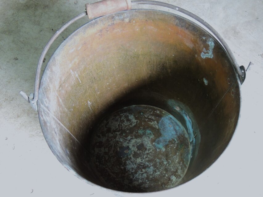 アンティーク　銅製　味わい深いバケツ てづくり アンティーク 銅製 味わい深いバケツ てづくり