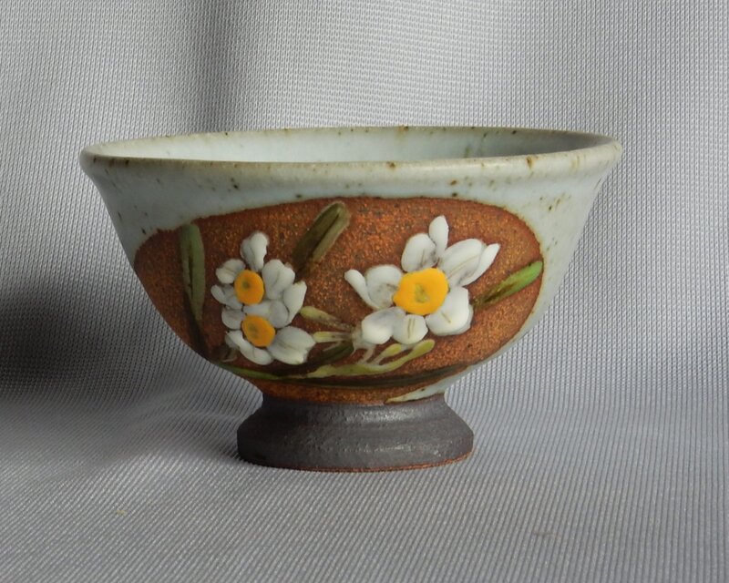 水仙図高足飯碗