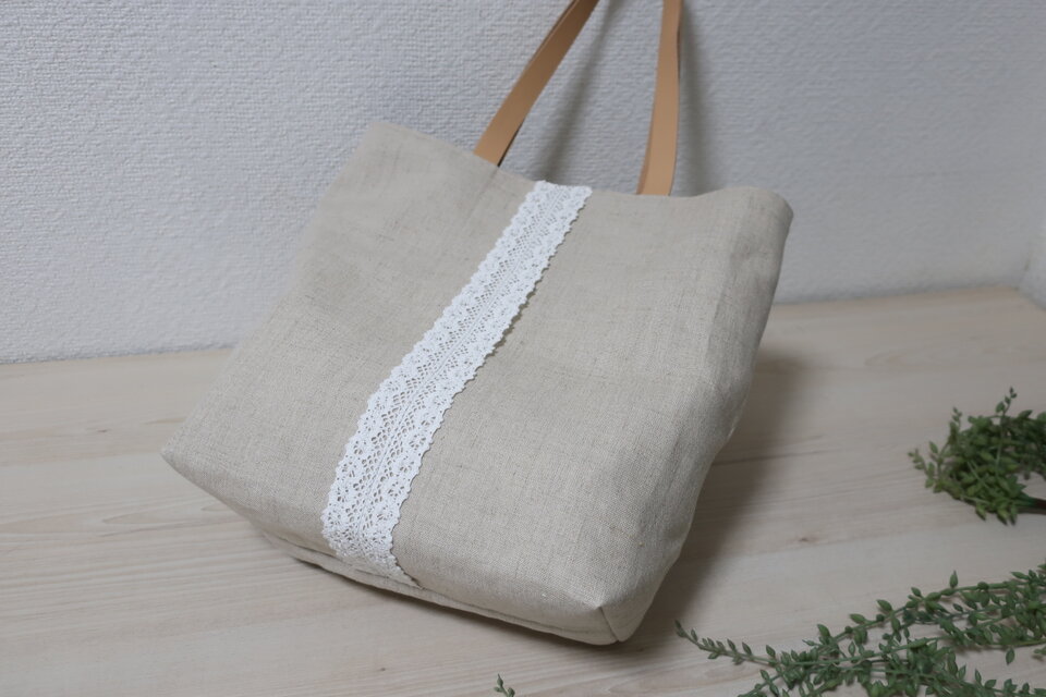 無地リネンシンプルトートバック