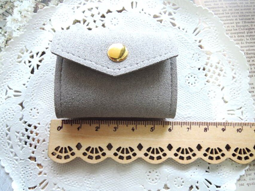 1414）No.1手のひらサイズのジュエリーポーチ✨合皮スエード/携帯用