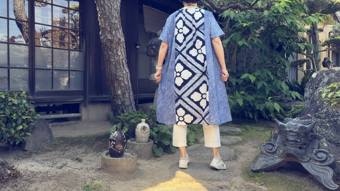 着物リメイク 大島紬ピンタックシャツワンピース Women Fashion 【公式
