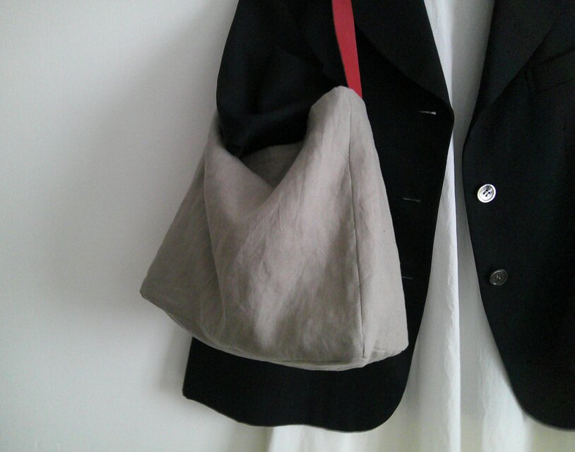 BrownKhakiLinen Bag＆pouch