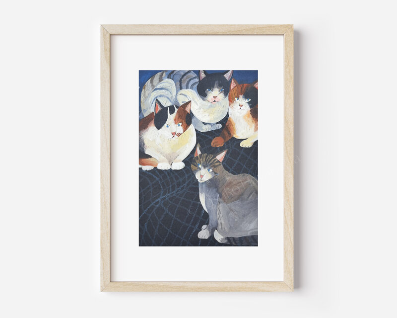 【原画】『苔むした猫』＋ポストカードセット✕3 ますむらひろし初期作品 ポストカードADセット8種類 ポスト