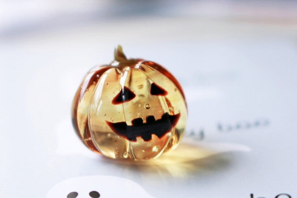 ガラスのハロウィン ミニチュアジャックオランタン（透明