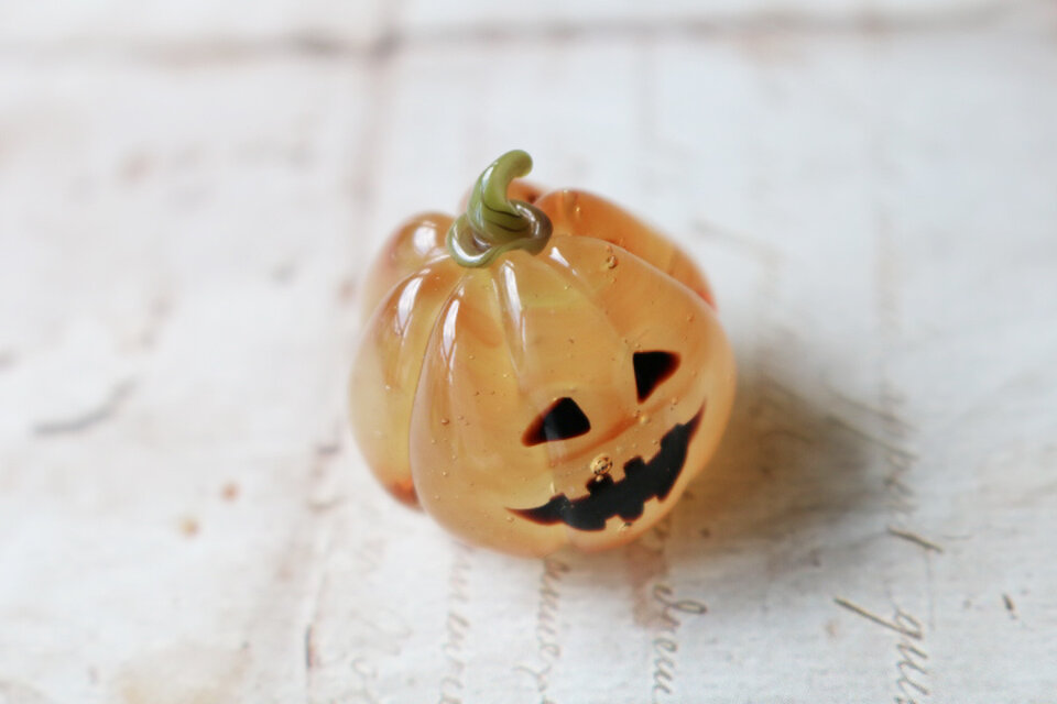 ミニチュア ハロウィン 雑貨 ガラスのハロウィン ミニチュアジャックオランタン（半透明