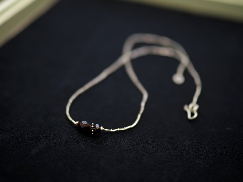 -Garnet・Smoky quartz- silver choker