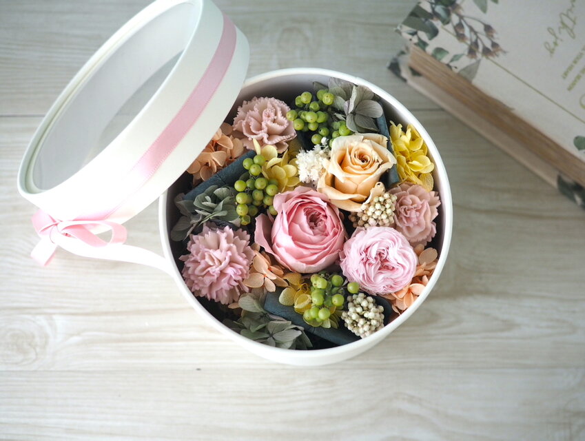 感謝の気持ちを伝える フラワーボックス -sweet pink- | iichi